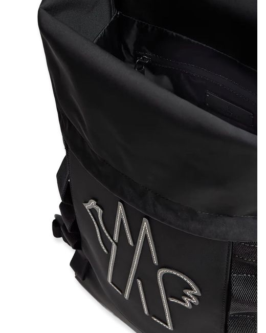 Moncler Black Nylon Backpack With Logo Patch for men
