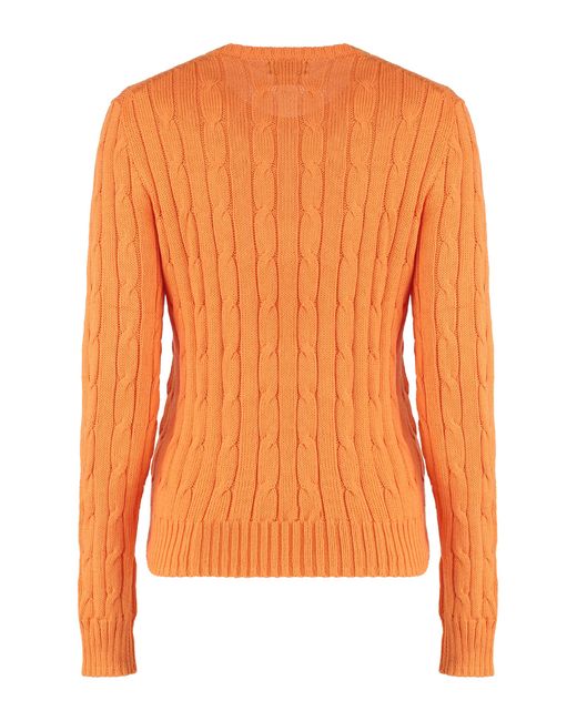 Polo Ralph Lauren Orange Cable Knit Sweater Cotton