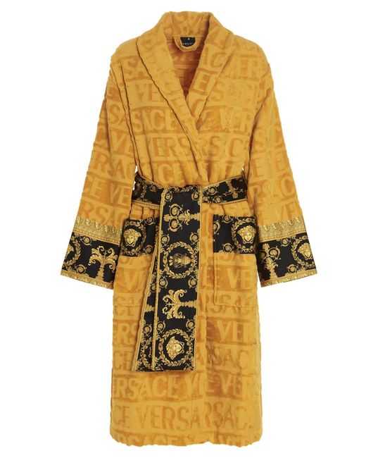 Versace Allover Embossed Logo Bathrobe in Yellow Lyst UK