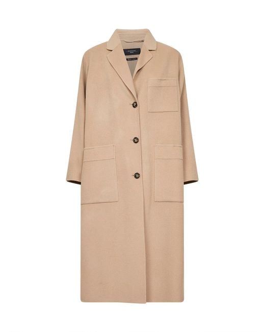 Weekend by Maxmara Natural Single-Breasted Long Coat Virgin Wool