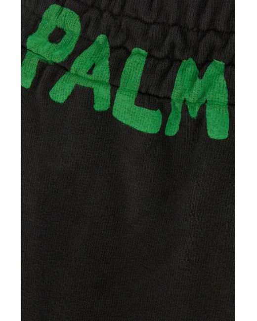 Palm Angels Black Logo-printed Elasticated Waist Track Pants for men