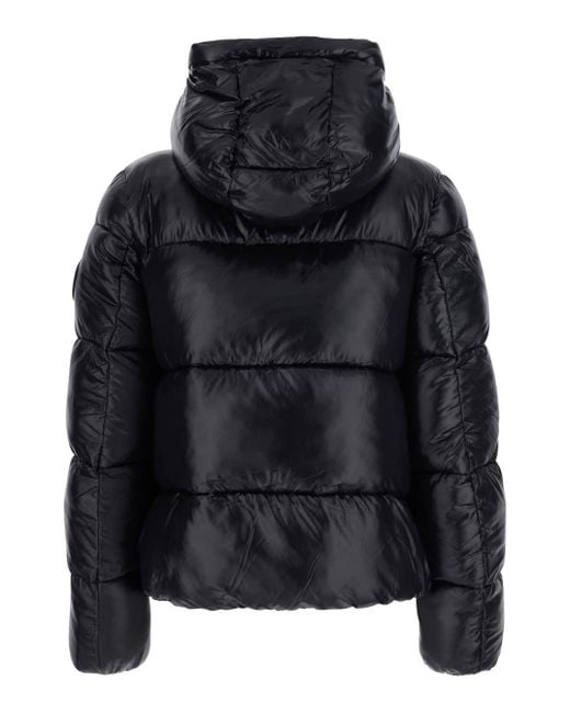 Save The Duck Black Biddy Down Jacket With Hood And Logo On The Sleeve