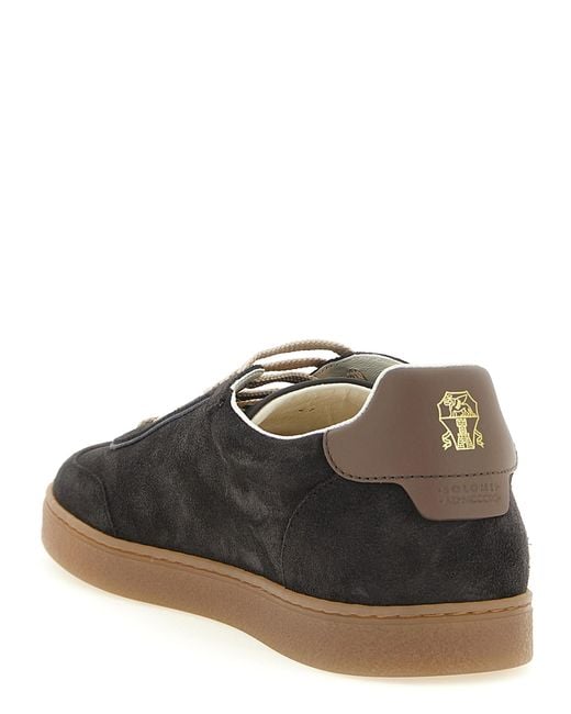 Brunello Cucinelli Black Calfskin Low Top Sneakers for men