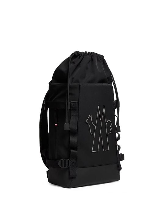 Moncler Black Nylon Backpack With Logo Patch for men