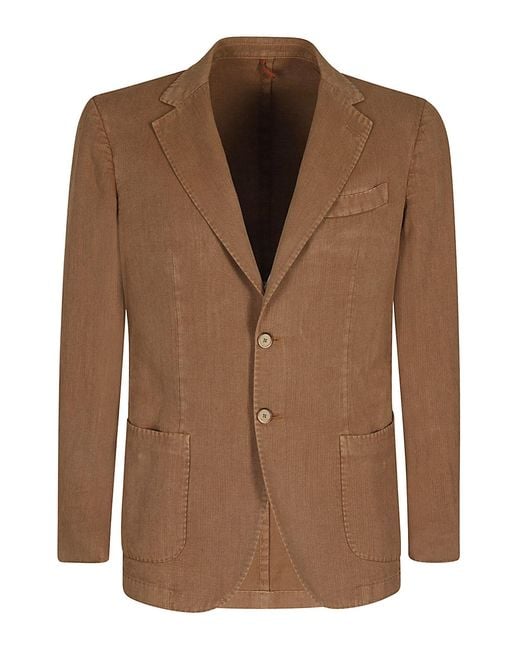 Santaniello Brown Corda Rotta Di Cotone High Twist Sovratinto Frosted Ramie Lino Giacca for men