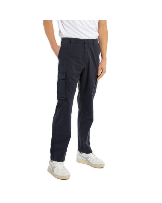 Woolrich Blue Logo Tag Striahgt Leg Cargo Pants for men