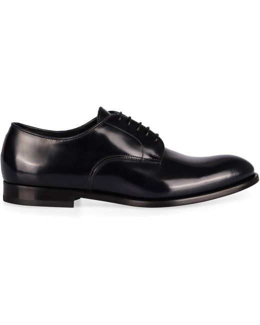 Doucal's Black Smooth Leather Lace-Up Shoes for men