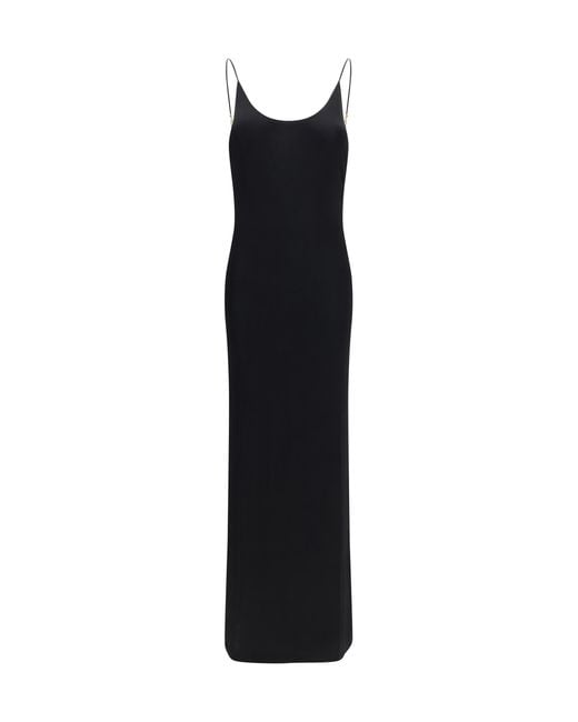 Saint Laurent Black Backless Knit Dress With Cassandre Chain Viscose; Elastane