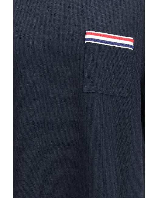 Thom Browne Blue Short-Sleeve Cotton-Linen T-Shirt T-Shirts for men