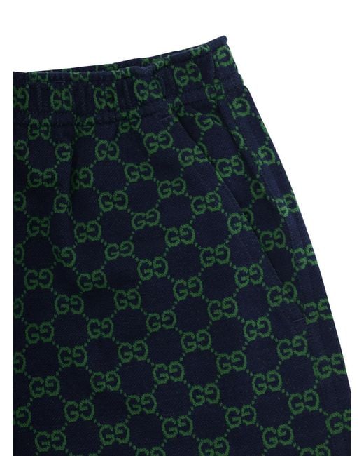 Gucci Blue Boys Shorts With Gg Motif Fabric for men