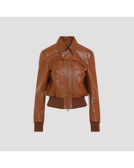 【関税込み】CHLOE Leather bomber jacket Chloe Women's Black Oversized Leather Jacket Size 40 (UK12