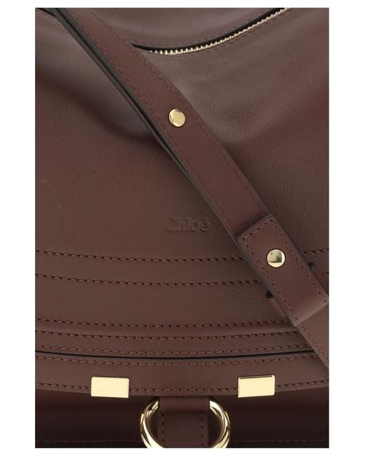 Chloé Brown Marcie Small Shoulder Bag Calf Leather Bos Taurus