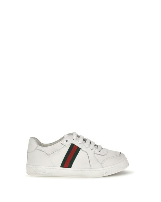 Gucci White Leather Sneakers With Web Detail For Boy for men