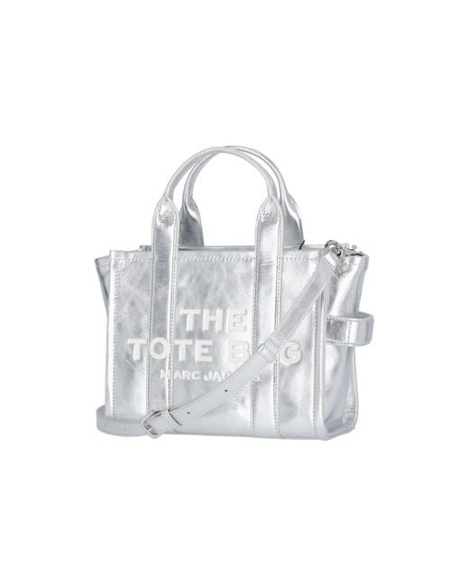 Marc Jacobs White The Small Metallic Leather Tote Bag