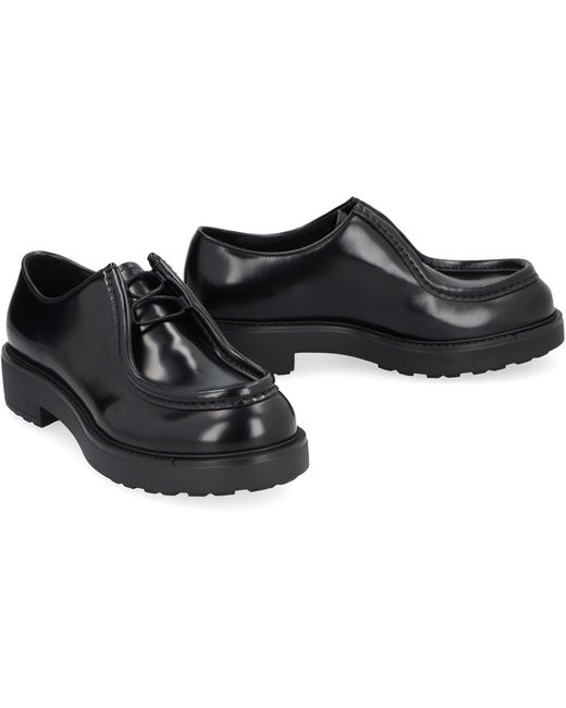 Prada Black Diapason Leather Lace-Up Shoes for men