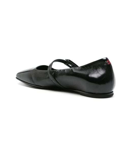 Halmanera Black Page Leather Ballerina Shoes