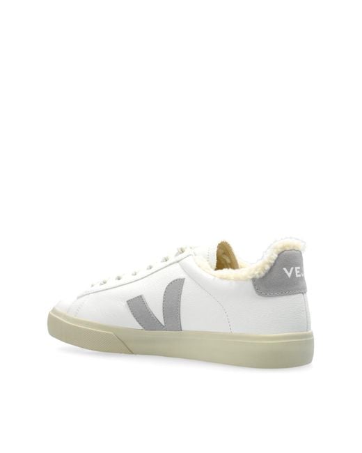 Veja White Campo Fured Leather Sneakers Shoes for men