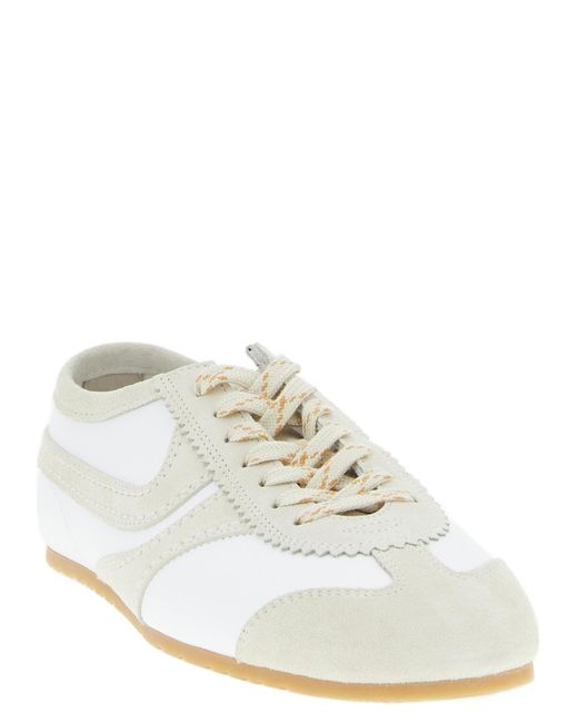 Dries Van Noten White Low-Profile Leather Sneakers With Contrasting Suede Inserts for men