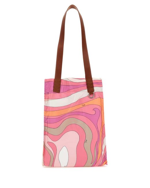 Emilio Pucci Pink Printed Polyester Shoulder Bag