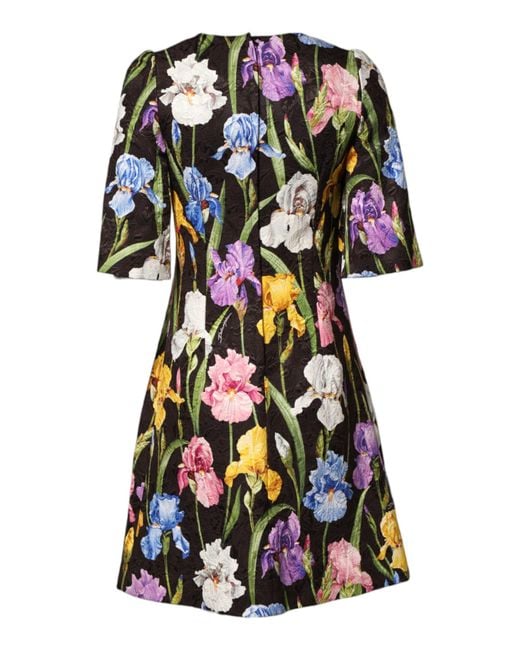 Dolce & Gabbana Black Floral Brocade A-Line Mini Dress Co+Se+Vi