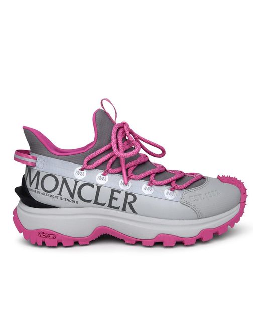 Moncler Purple Trail Grip Sneakers In Gray Polyamide