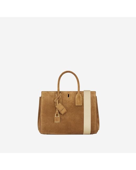 Saint Laurent Brown Suede Sac De Jour Bag Leather Shoulder