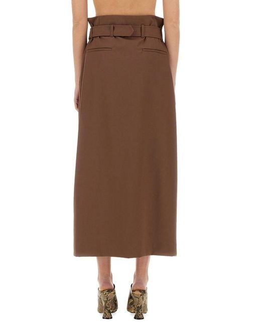 Dries Van Noten Brown Wool Skirt With Belt