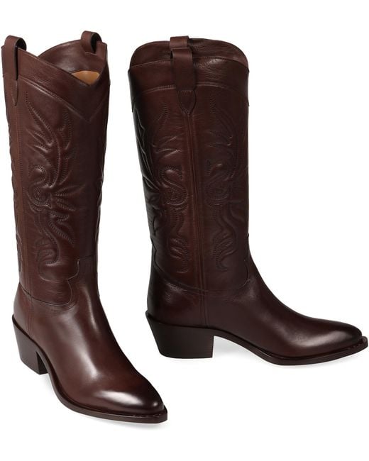 Sartore Brown Leather Boots Goatskin