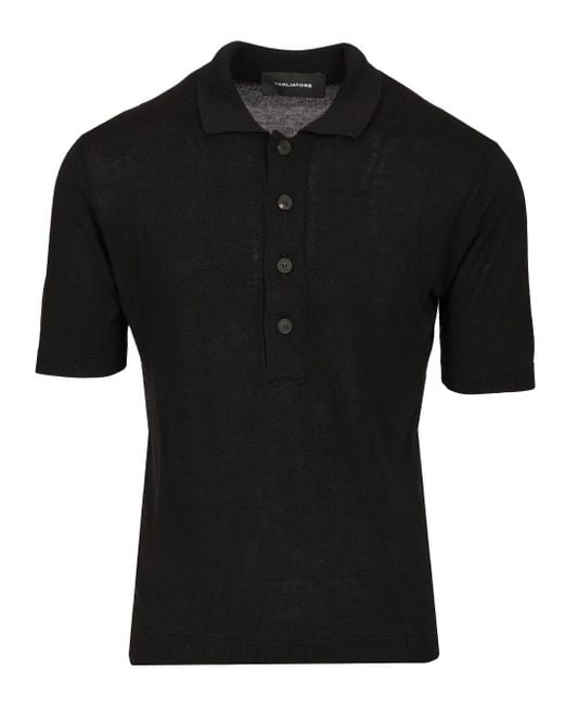 Tagliatore Black Silk And Viscose Polo Polo Shirt for men