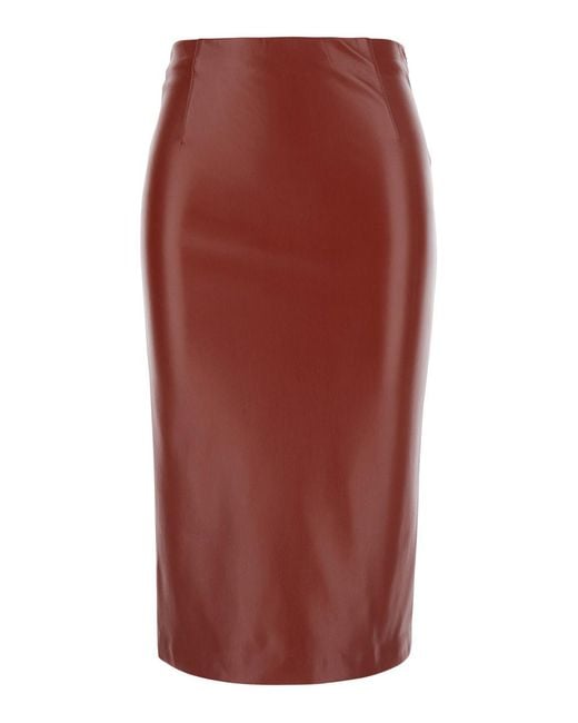 Jucca Red Midi Skirt Eco Leather