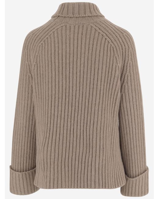 Malo Brown Ribbed Cashmere Sweater