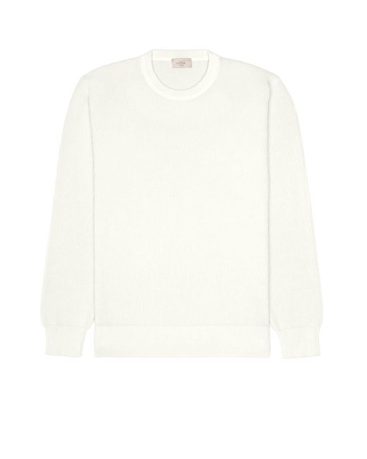 Altea White Cream Ribbed Crew-Neck Sweater for men