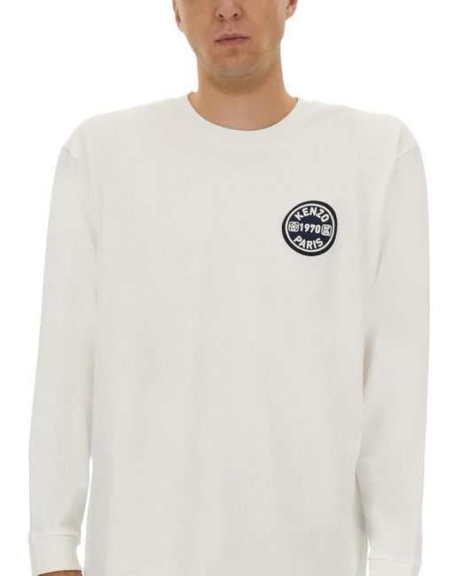 KENZO Gray Long-Sleeved T-Shirt Cotton T-Shirts for men