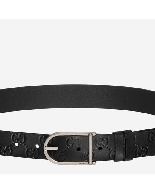 Gucci Black Reversible Belt With Rounded Buckle Leather for men