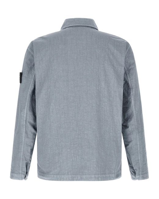 Stone Island Blue Solid Overshirt for men