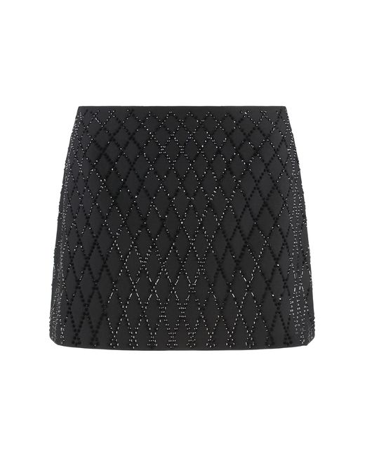 Pinko Black Miniskirt Memory With Rhinestones Polyester Skirt