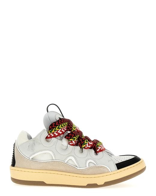 Lanvin Gray Curb Sneakers Calfskin Leather Polyester for men