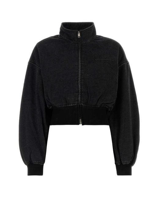 Alexander Wang Black Slate Denim Bomber Jacket