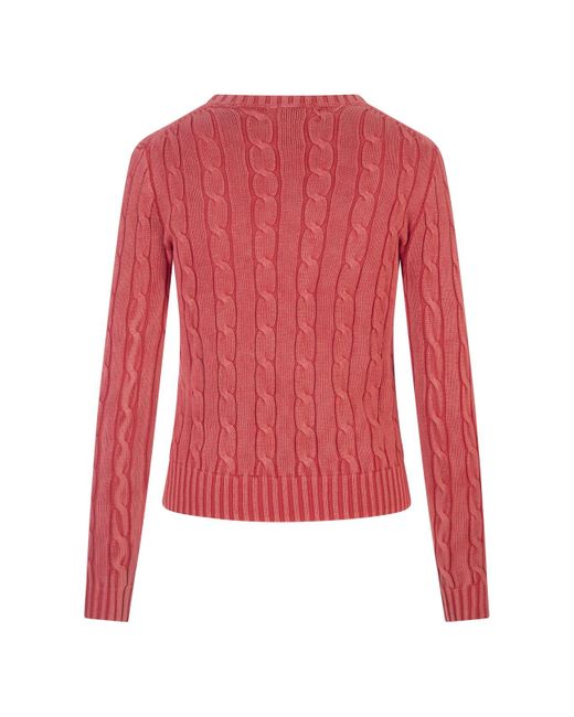 Ralph Lauren Red Coral Cable Cotton Sweater