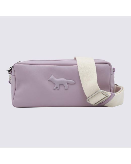 Maison Kitsuné Purple Lilac Leather Shoulder Bag for men