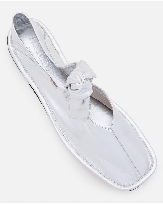 Hereu White Llasada Metallic Leather Flats Loafer
