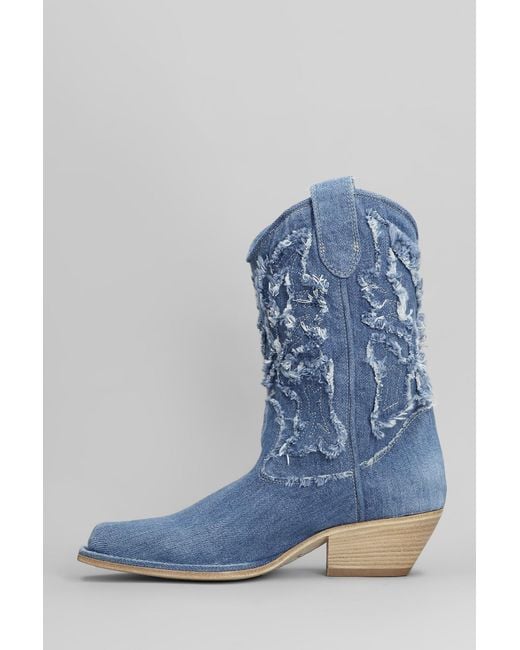 Vic Matié Blue Denim 505 Texan Ankle Boots