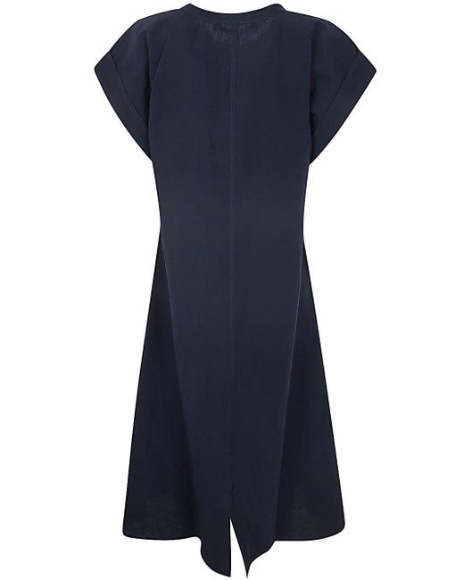 Sofie D'Hoore Blue Long Dress With Pockets And Short Sleeves