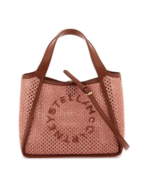 Stella McCartney Pink Raffia Effect Nylon Crossbody Bag