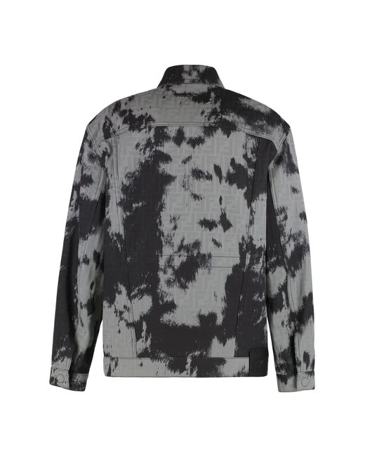 Fendi Black Denim Jacket Ff Cotton
