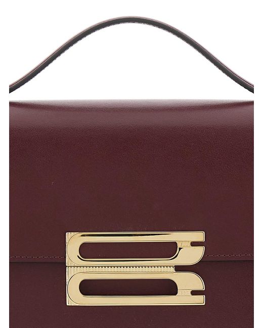 Victoria Beckham Brown Dorian Bordeaux Shoulder Bag With Adjustable And Removable Shoulder Strap And Logo Plaque On The Front