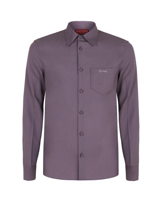 Gucci Purple Shirt Wool Gabardine for men
