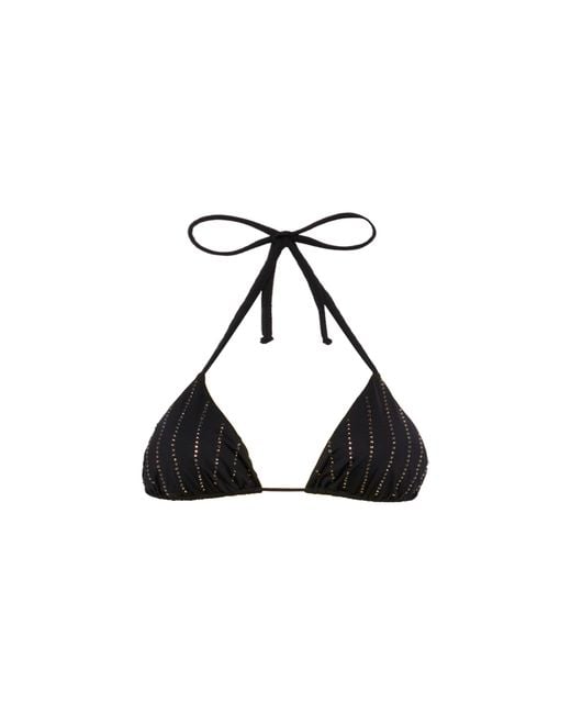 Mc2 Saint Barth Black Leah Triangle Top With Striped Rhinestone Embellishment