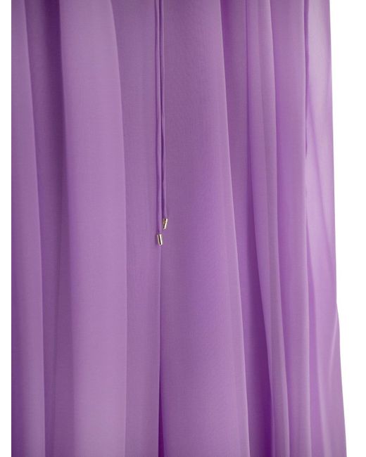 Max Mara Pianoforte Purple Tulle Crewneck Sleeveless Dress
