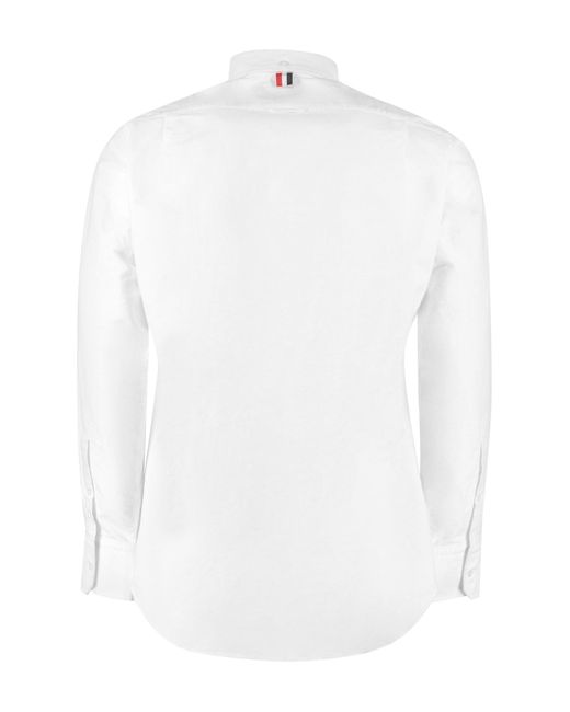 Thom Browne White Button-down Collar Cotton Shirt for men